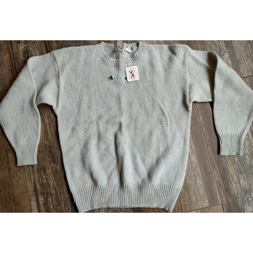Vintage Women's Mickey & Co. 100% Knitted Shetland Wool Sweater Blue NWT Large